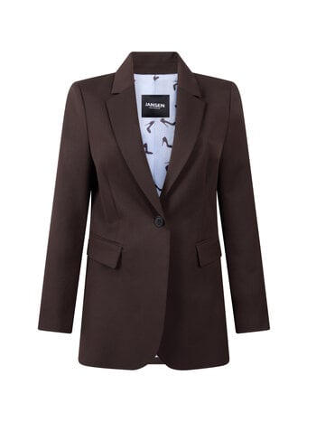 Jansen Amsterdam Aisha blazer met geprinte voering donkerbruin