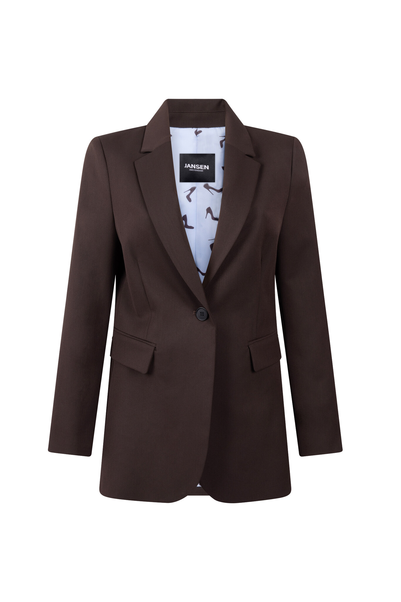 Jansen Amsterdam Aisha blazer long sleeve heels printed lining dark brown