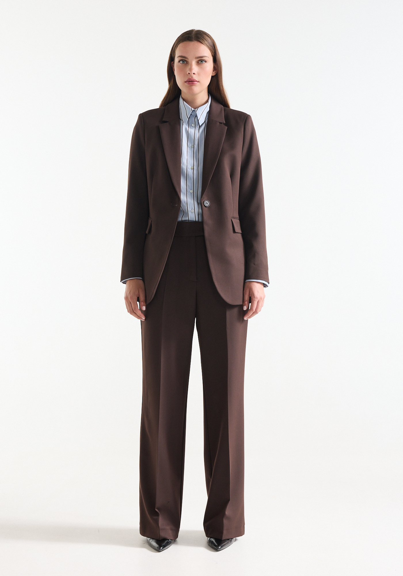 Jansen Amsterdam Aisha blazer long sleeve heels printed lining dark brown