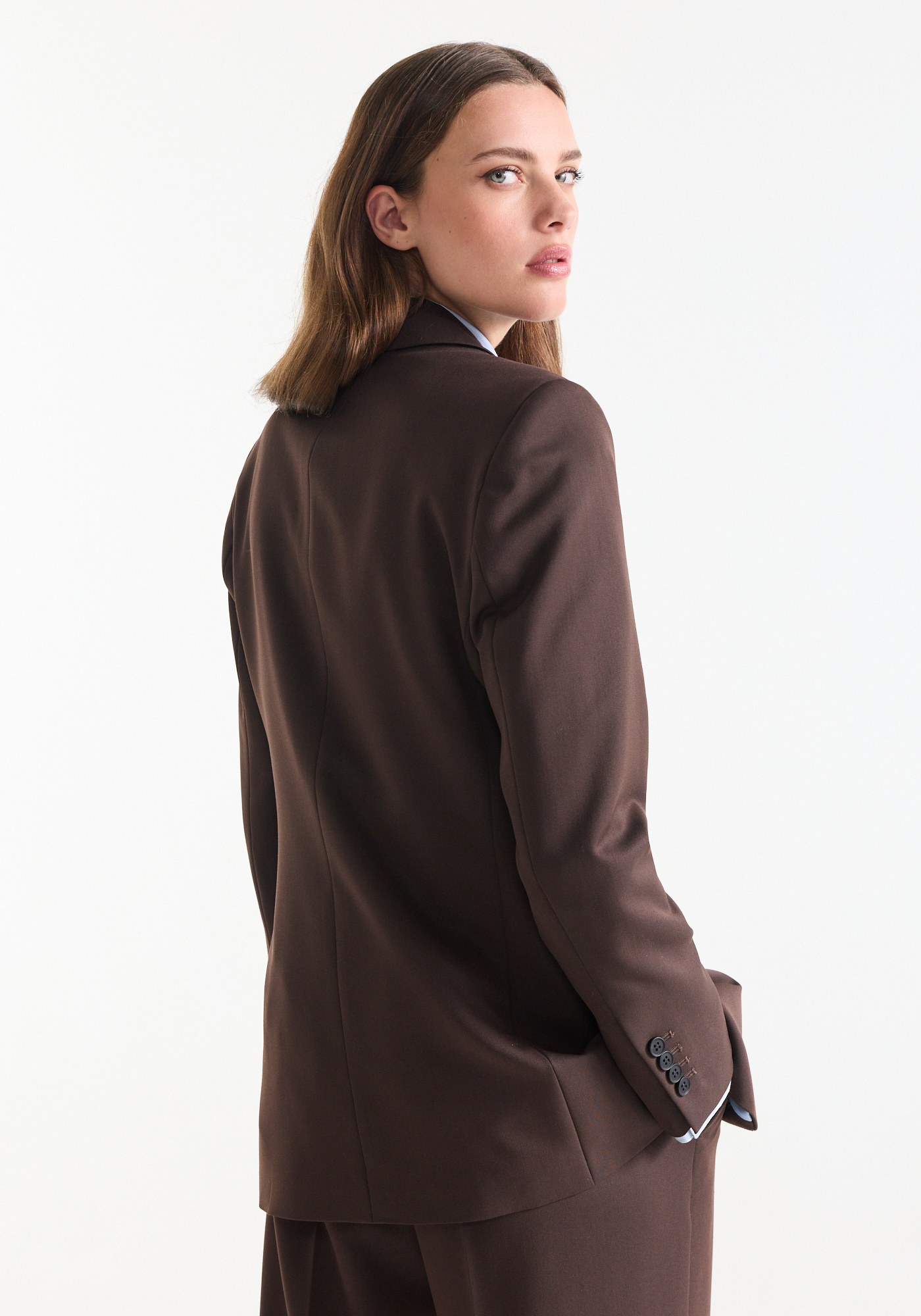 Jansen Amsterdam Aisha blazer long sleeve heels printed lining dark brown