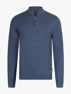 Cavallaro Napoli Merino Half Zip Pullover Mid Blue