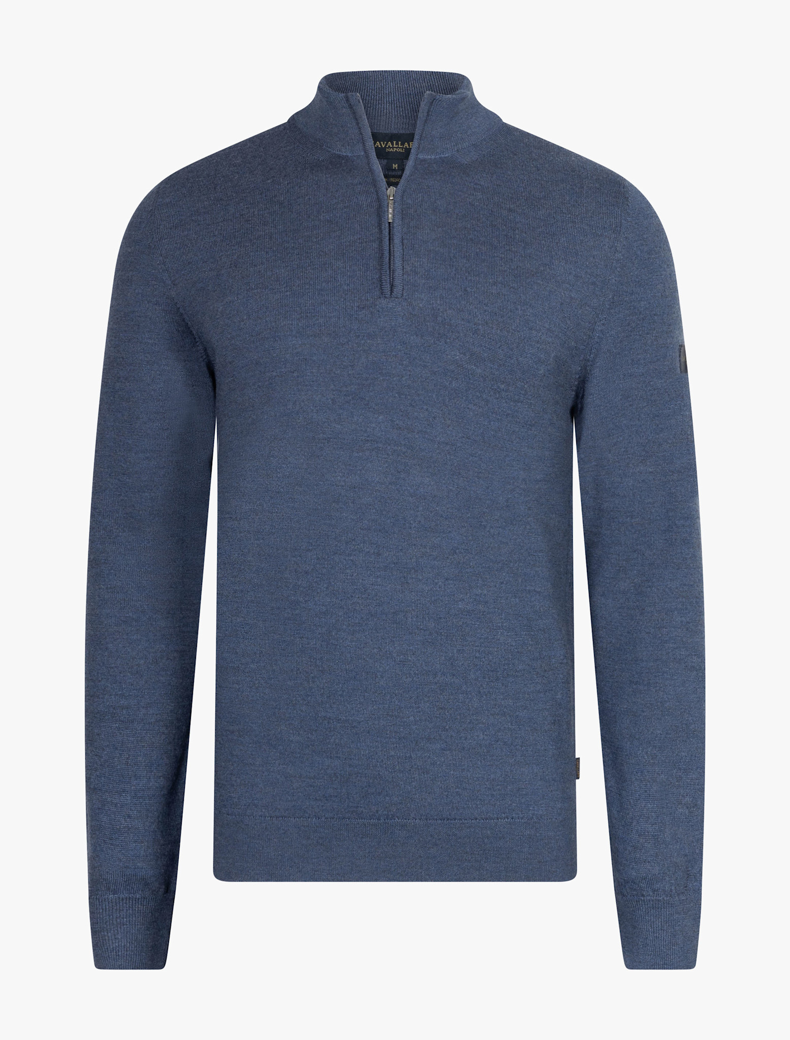 Cavallaro Napoli Merino Half Zip Pullover Mid Blue