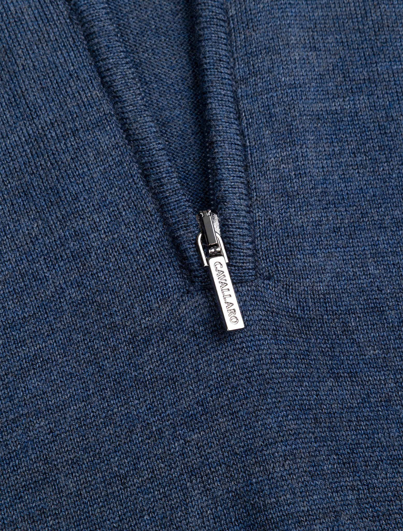 Cavallaro Napoli Merino Half Zip Pullover Mid Blue