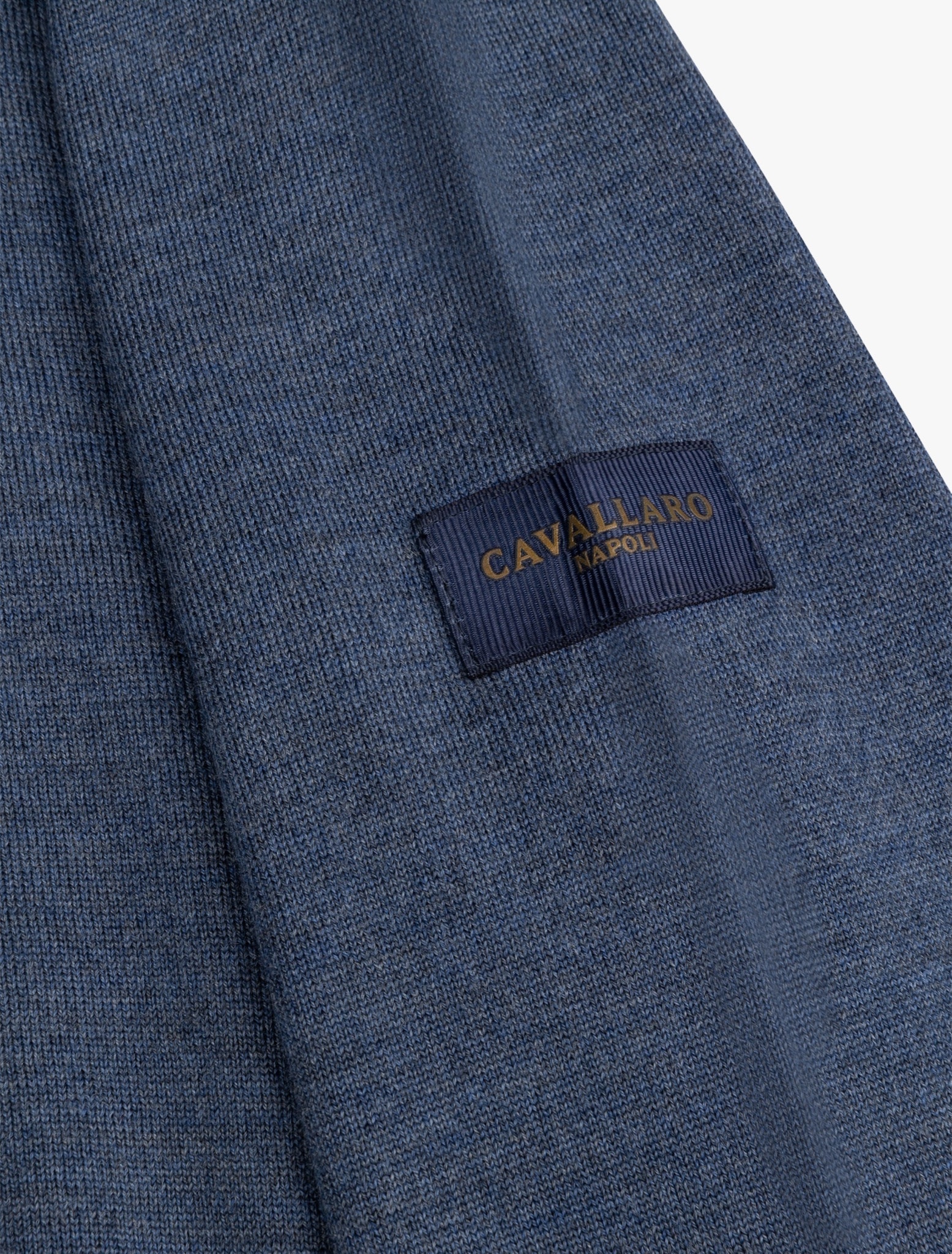Cavallaro Napoli Merino Half Zip Pullover Mid Blue