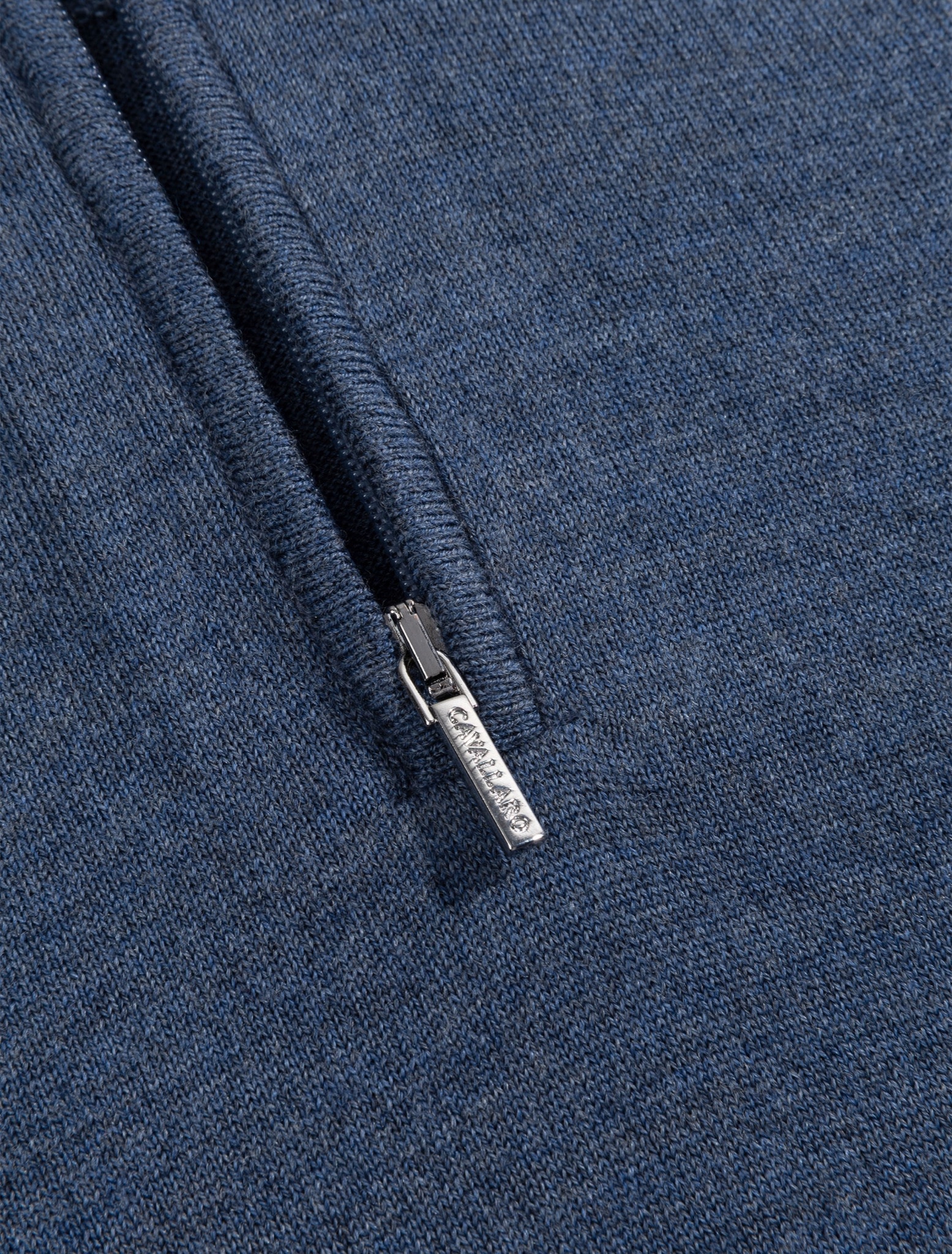 Cavallaro Napoli Merino Half Zip Pullover Mid Blue