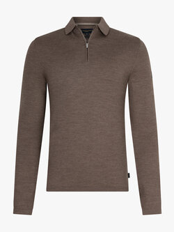 Cavallaro Napoli Merino Long Sleeve Zip Polo Taupe