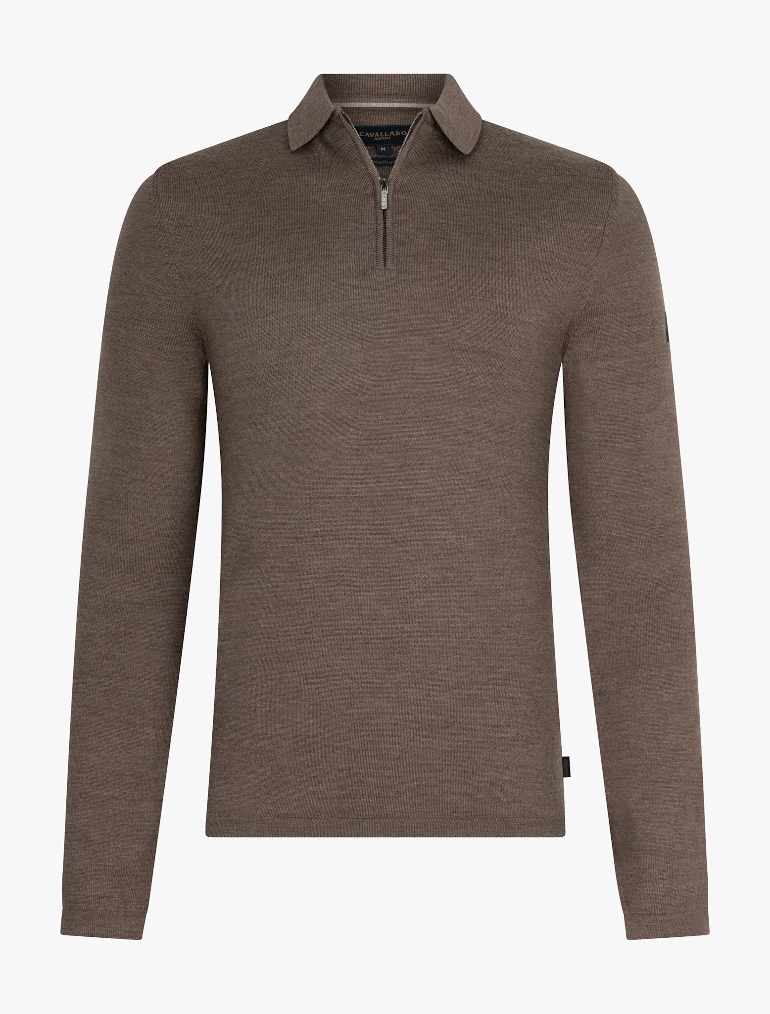 Cavallaro Napoli Merino Long Sleeve Zip Polo Taupe