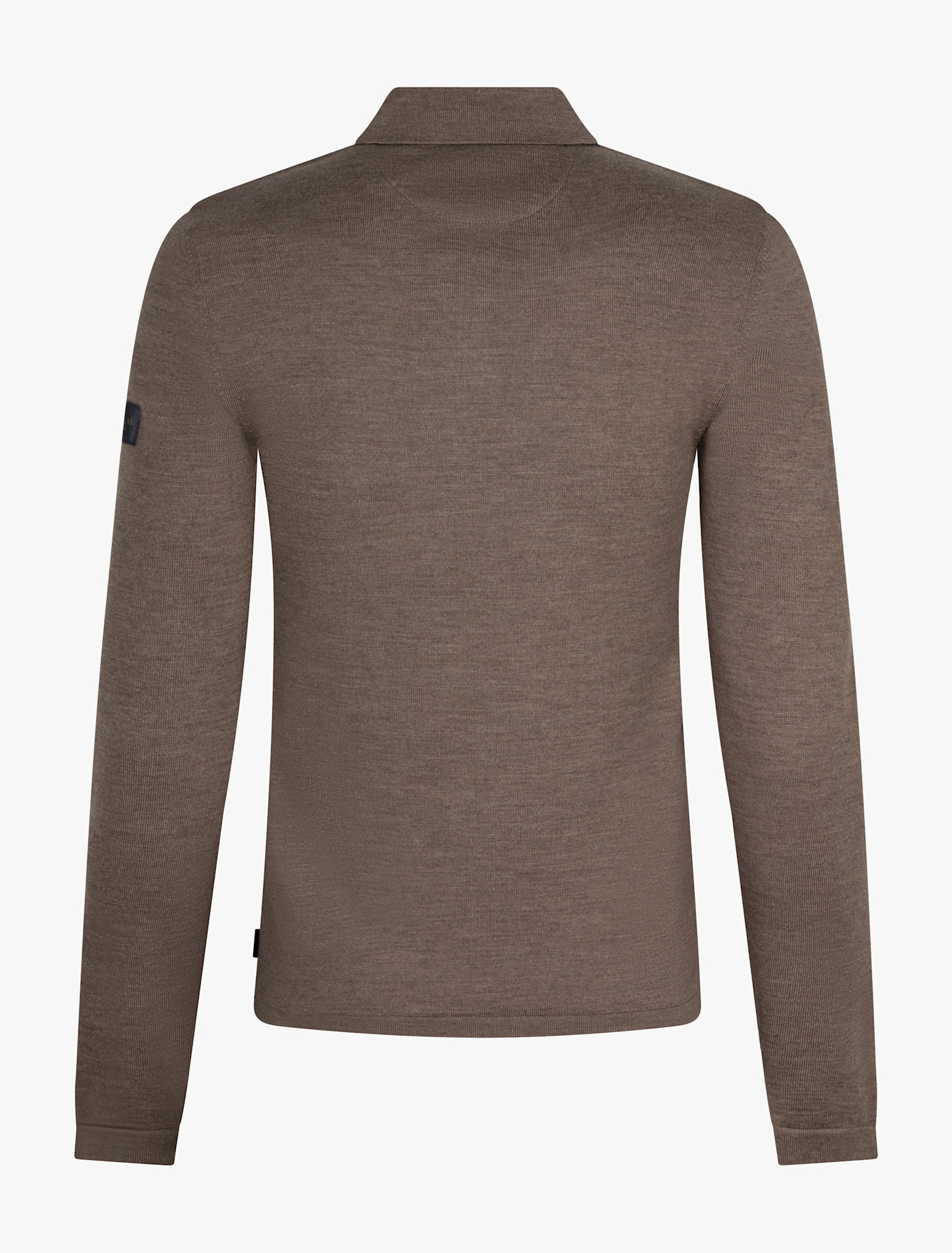 Cavallaro Napoli Merino Long Sleeve Zip Polo Taupe