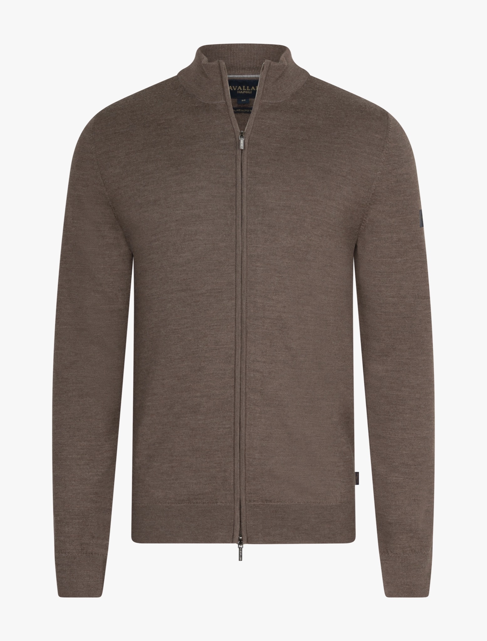 Cavallaro Napoli Merino Full Zip Cardigan Taupe