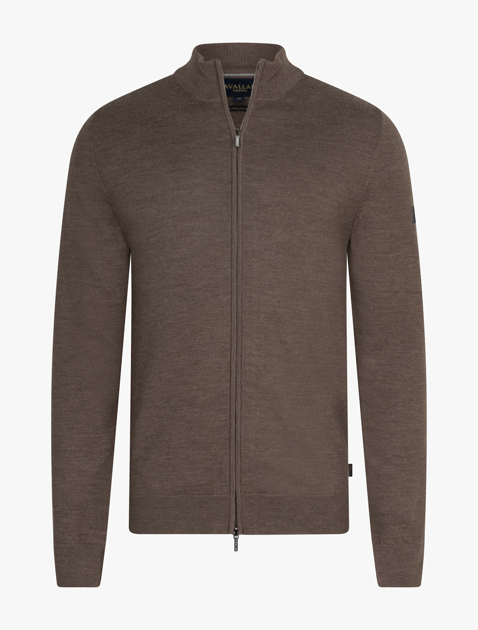 Cavallaro Napoli Merino Full Zip Cardigan Taupe