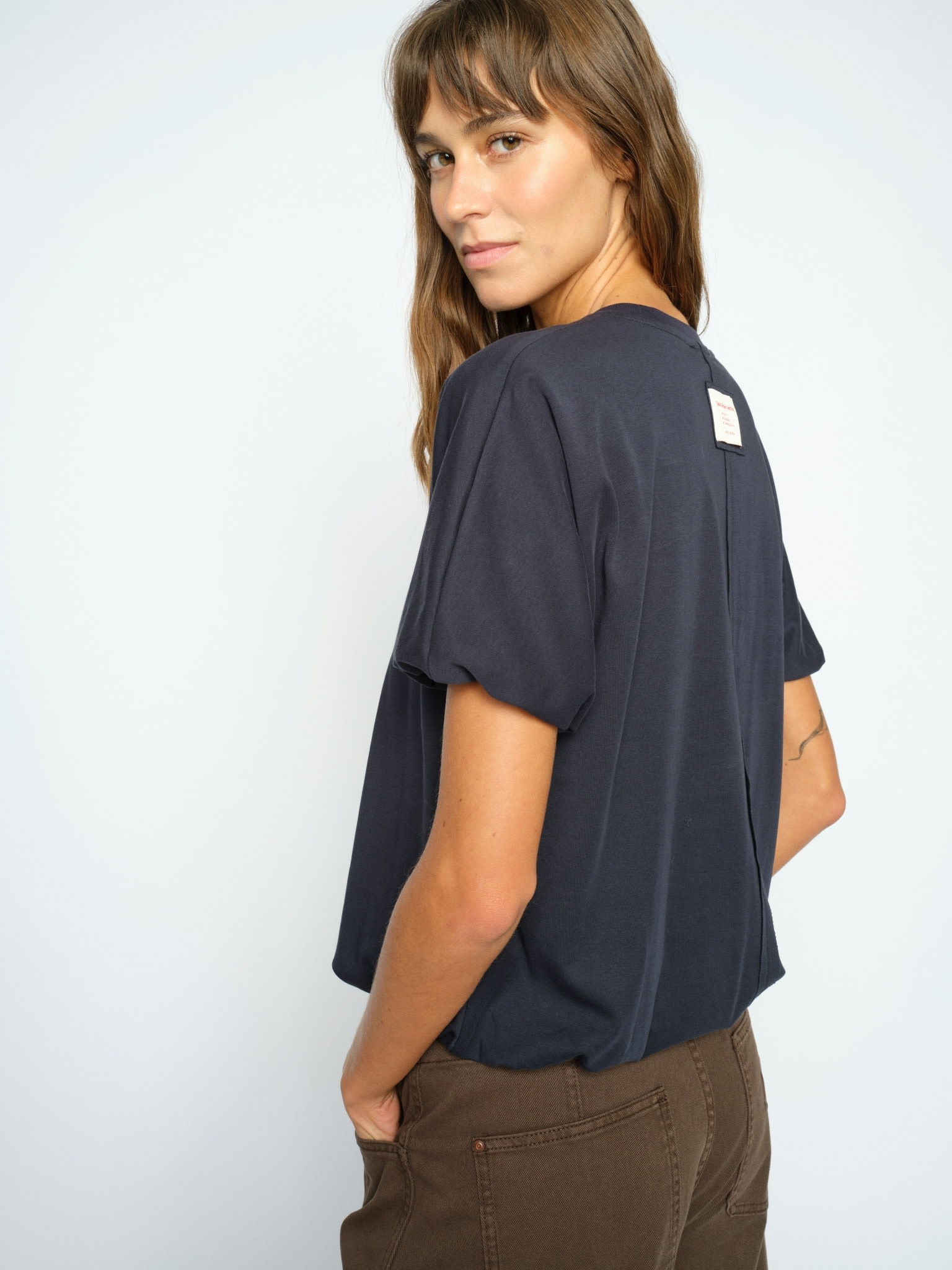 MOS MOSH Elli Balloon T-shirt Salute Navy