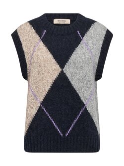 MOS MOSH Jennine gebreid gilet Salute Navy