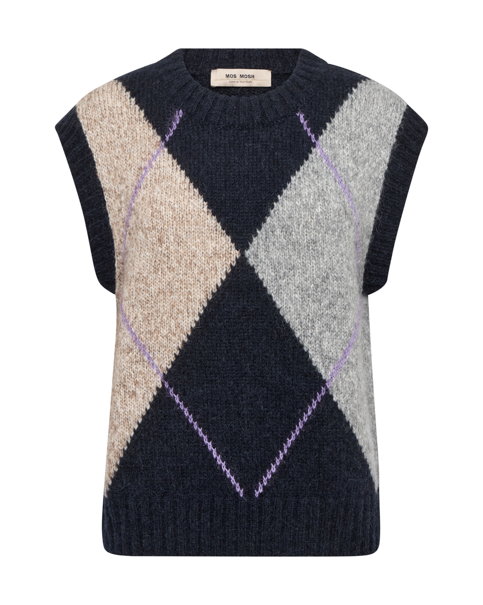 MOS MOSH Jennine gebreid gilet Salute Navy