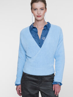 Geisha Overslagtop met harige structuur blauw