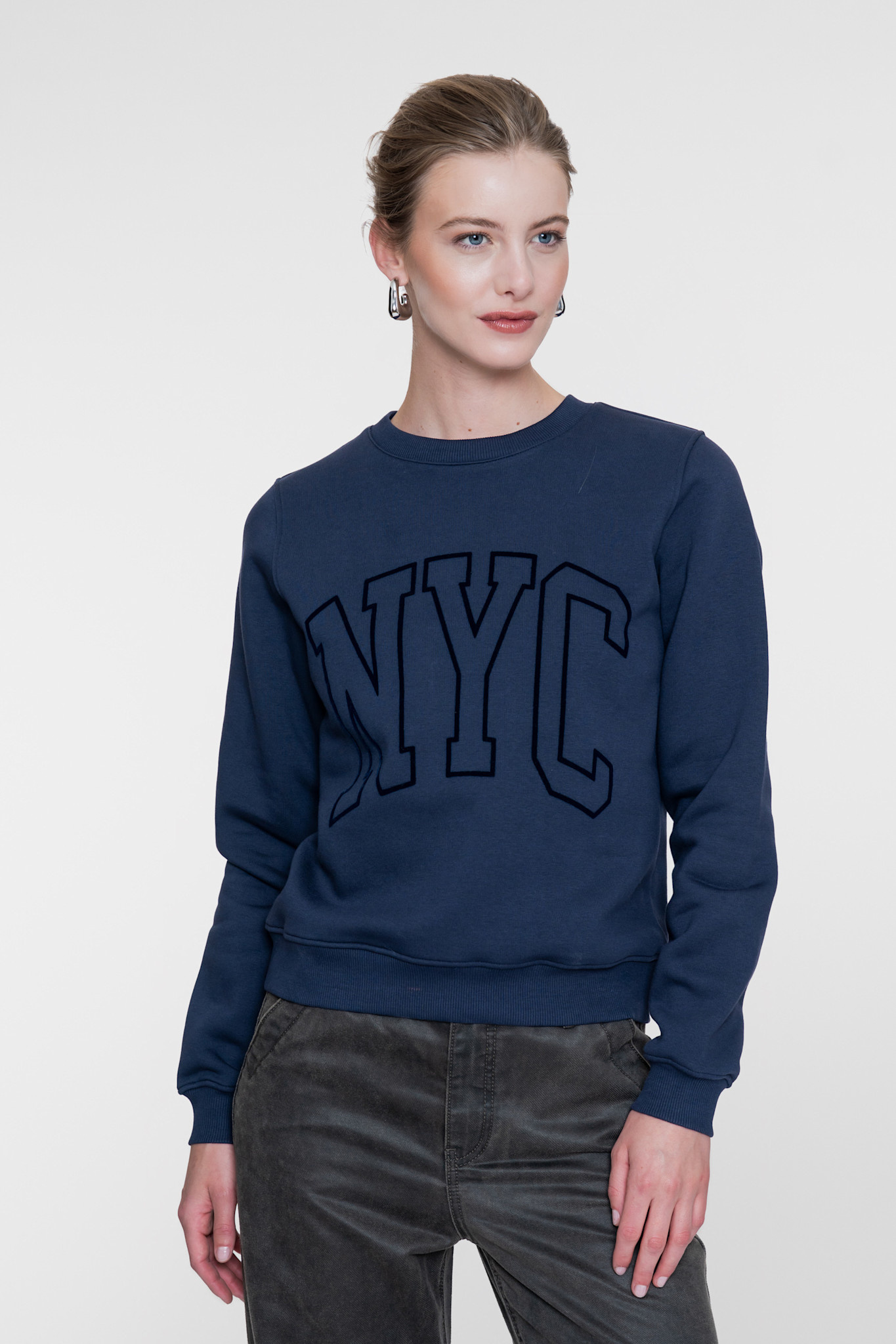 Geisha Sweater met NYC print navy