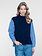 Geisha Pullover met gestreepte mouwen navy