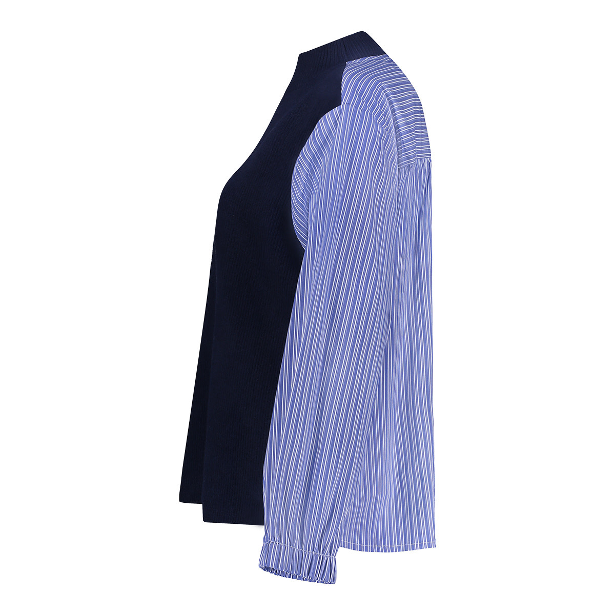 Geisha Pullover met gestreepte mouwen navy