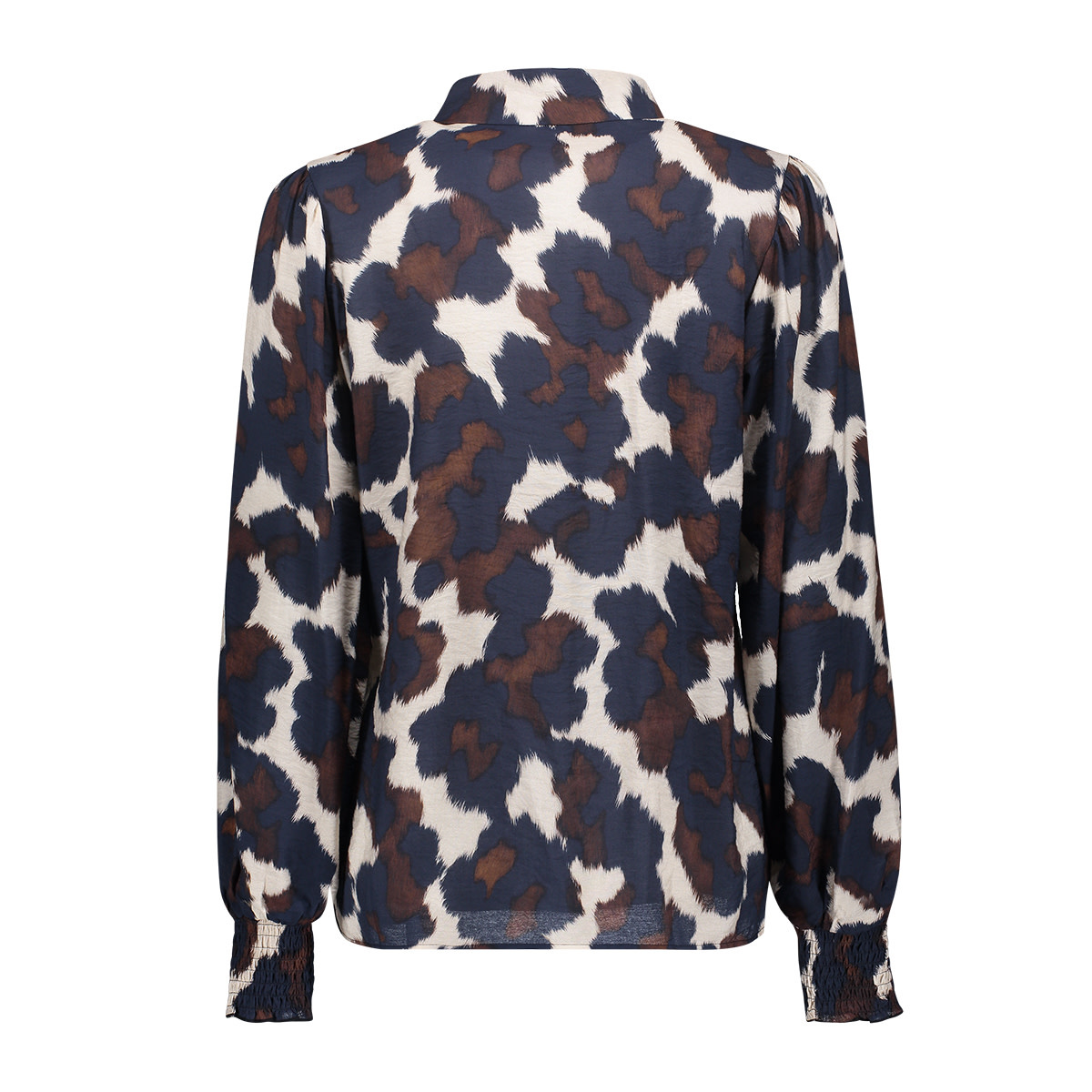 Geisha Blouse met cow print zand/blauw