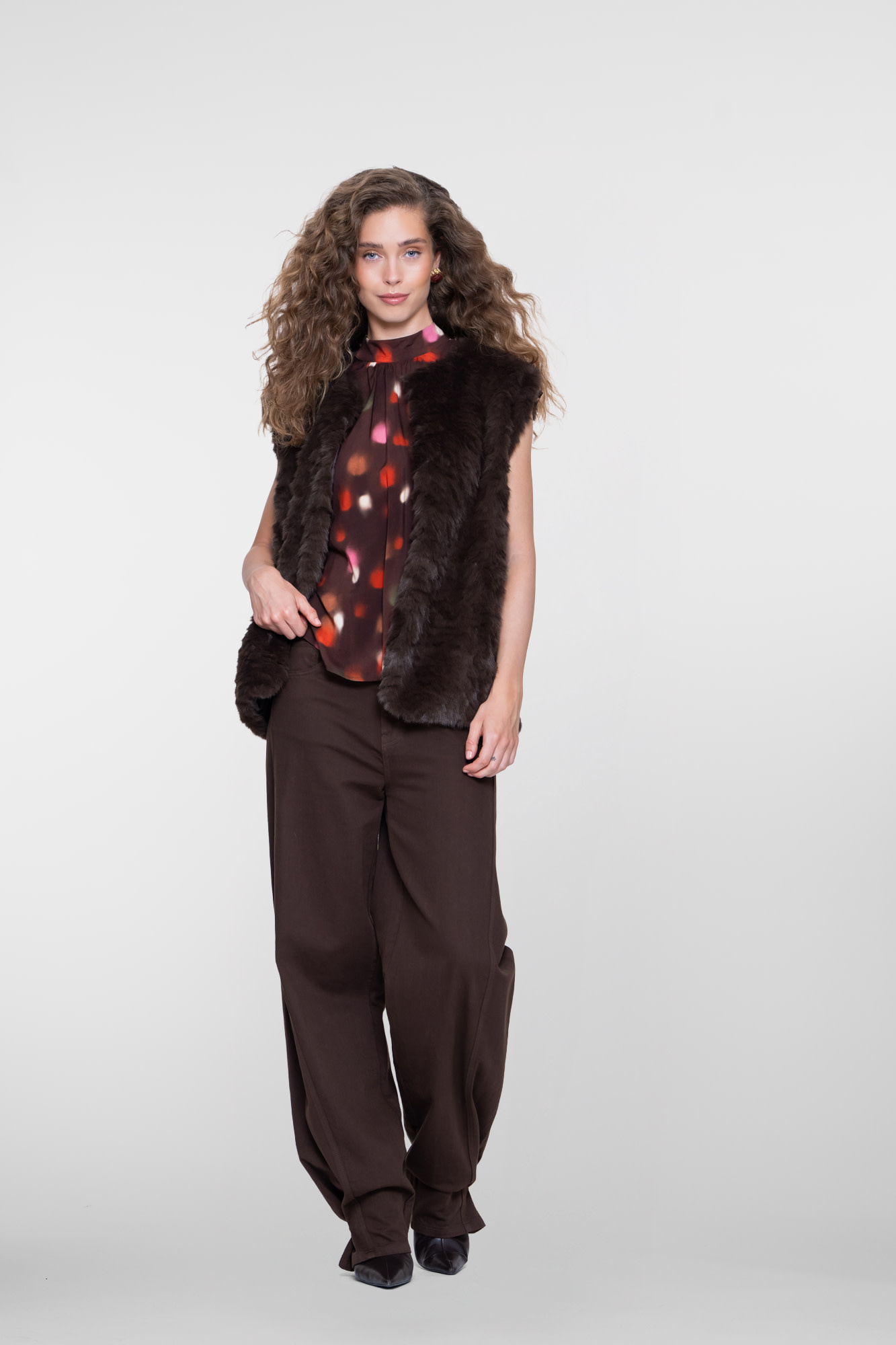 Geisha Straight fit jeans met balloon detail bruin