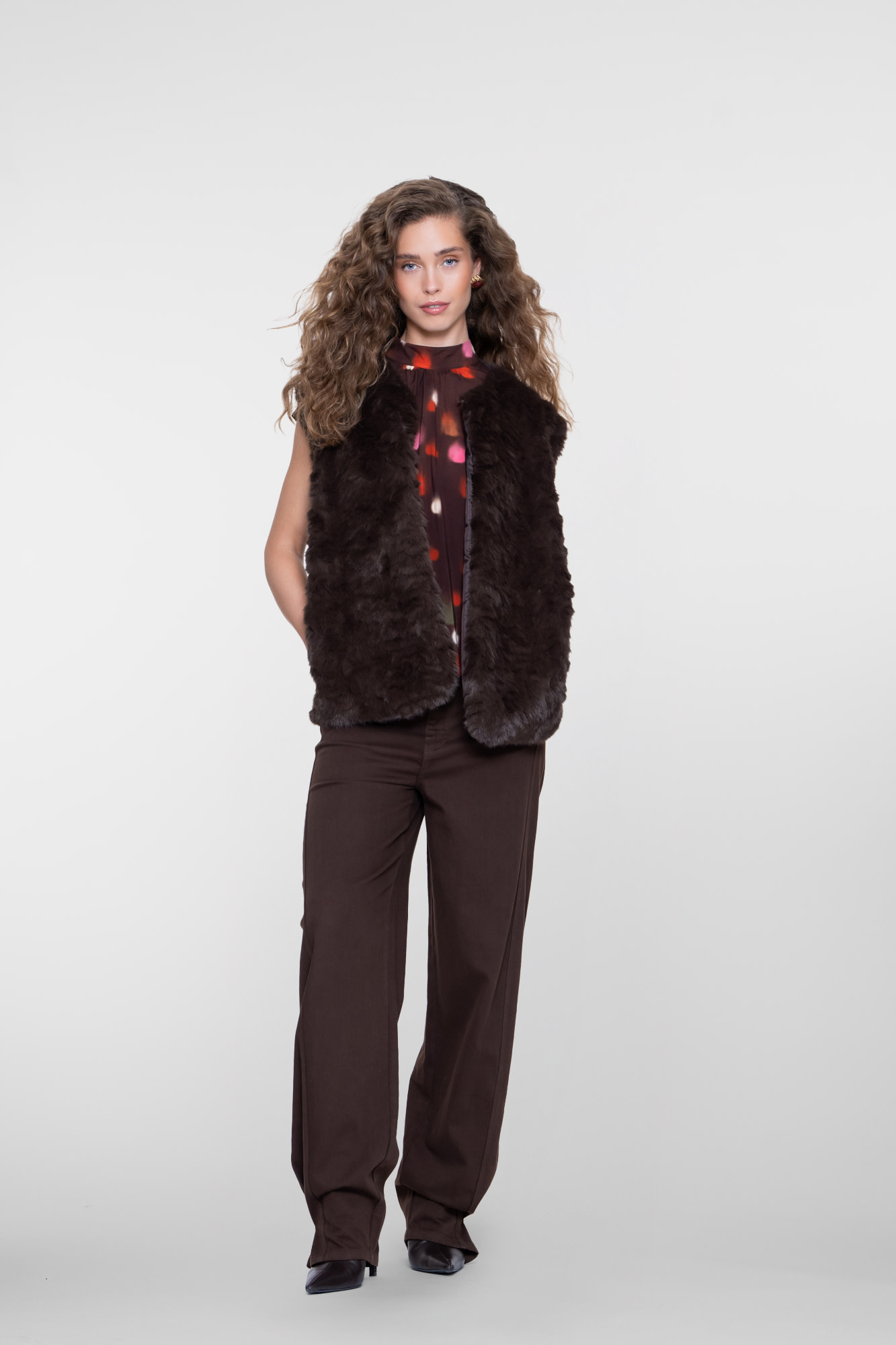 Geisha Straight fit jeans met balloon detail bruin