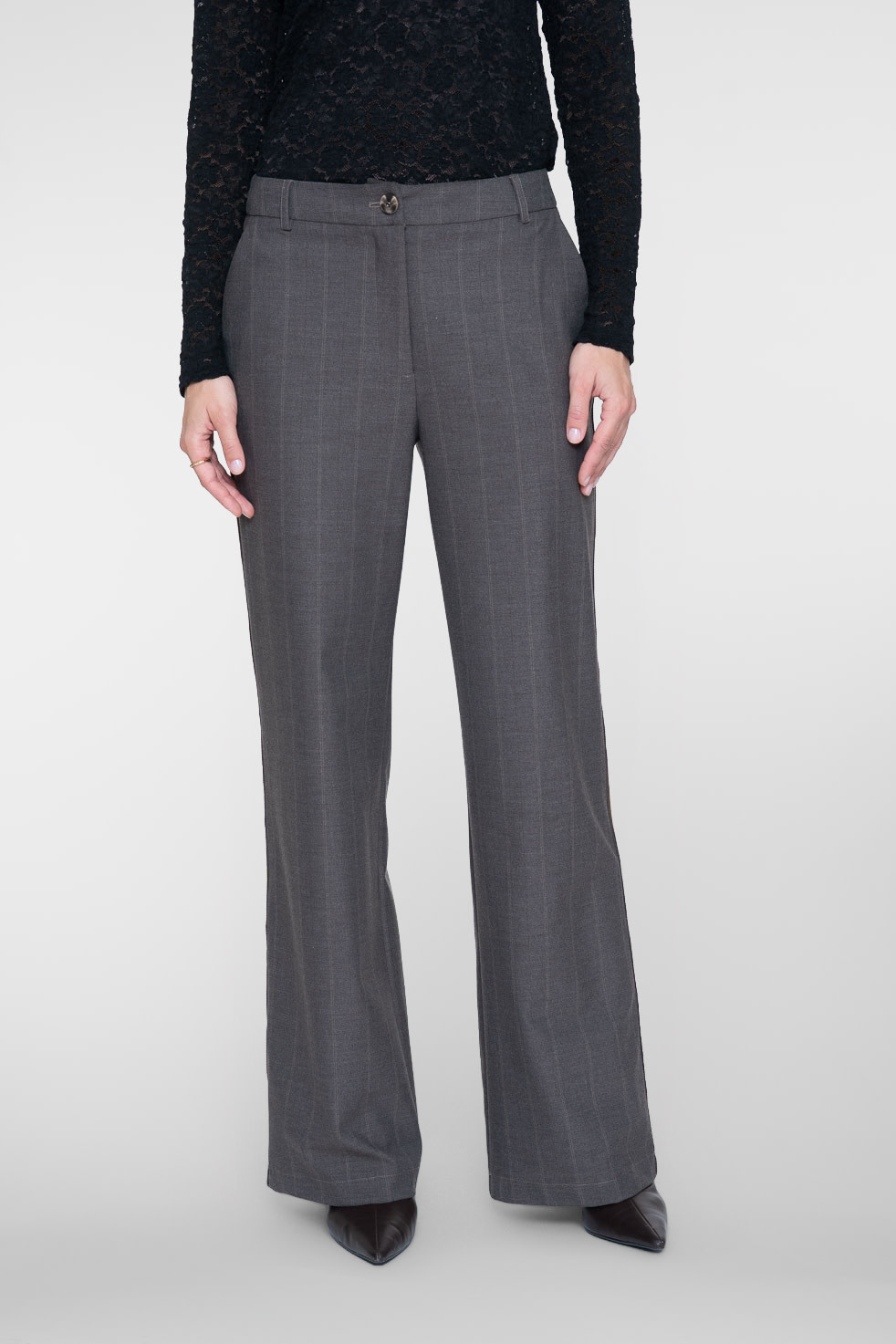 Geisha Wide leg pantalon met krijtstreep bruin