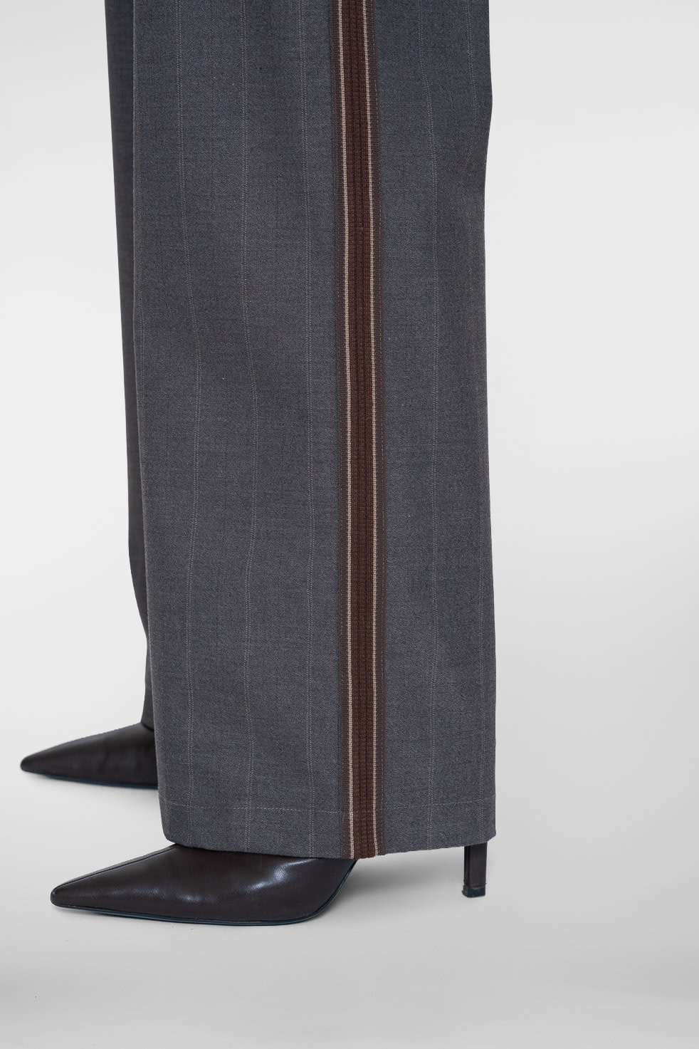 Geisha Wide leg pantalon met krijtstreep bruin