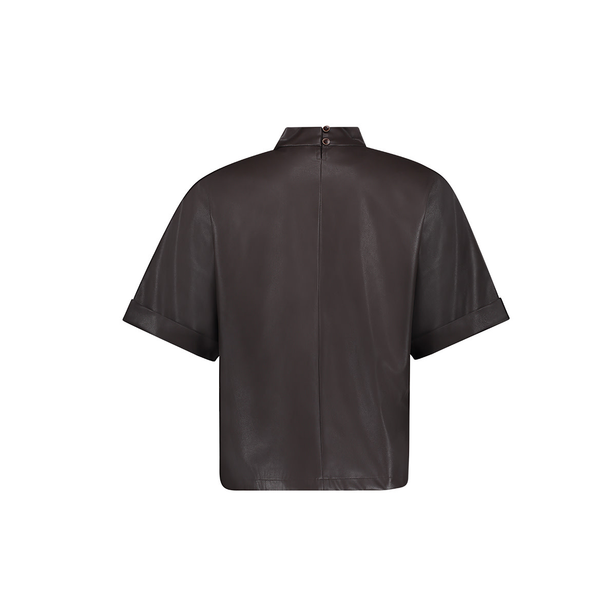 Geisha PU top met sjaaldetail bruin