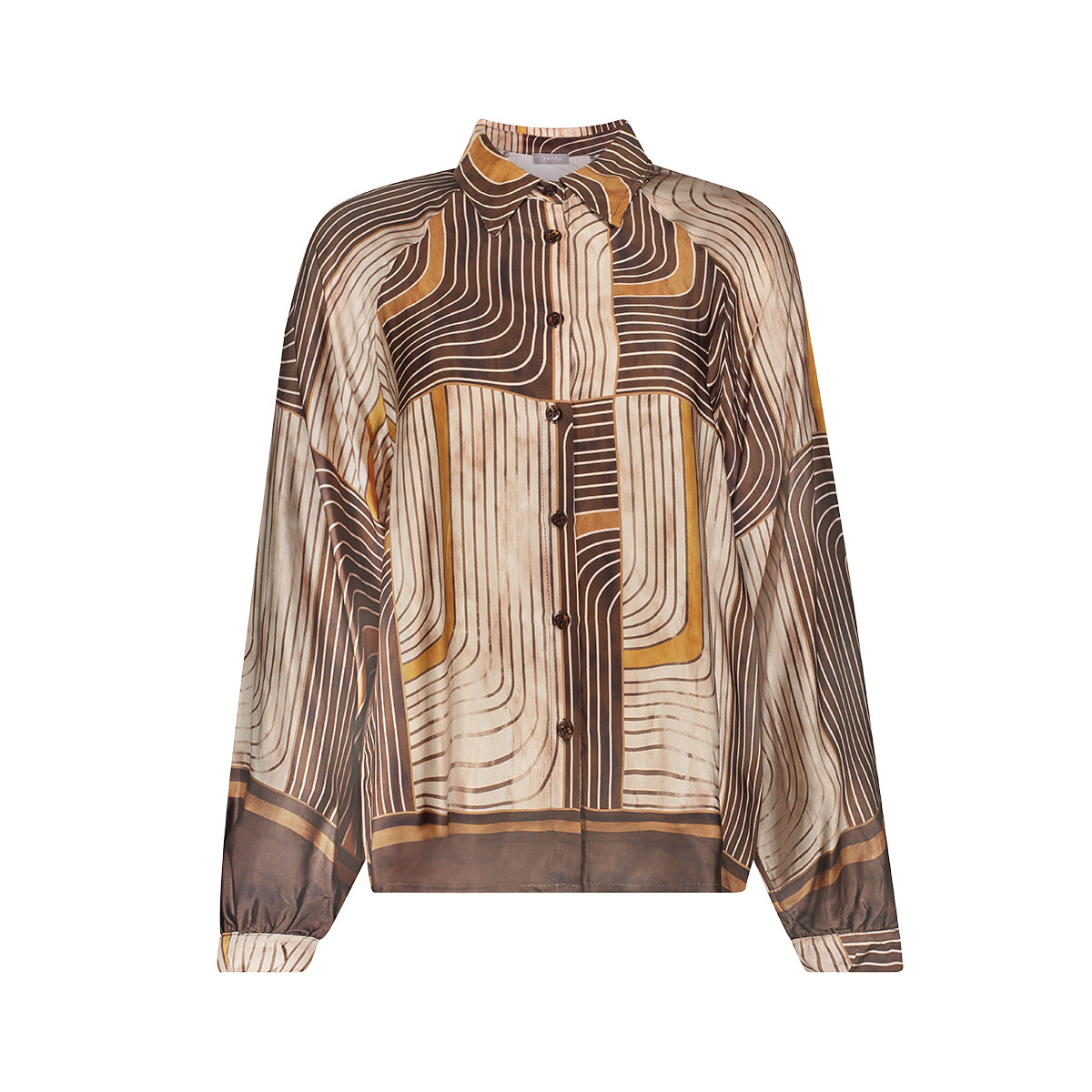 Geisha Blouse met grafische print bruin/zand