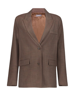 Geisha Blazer met ruit en splitdetail bruin