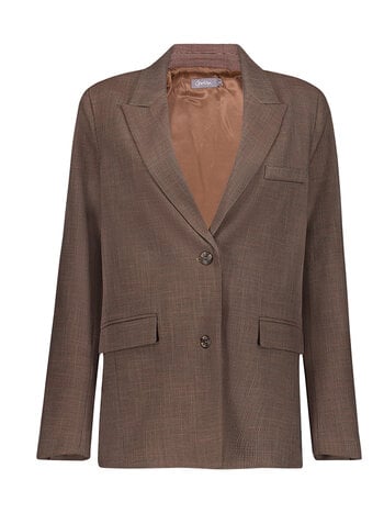 Geisha Blazer met ruit en splitdetail bruin