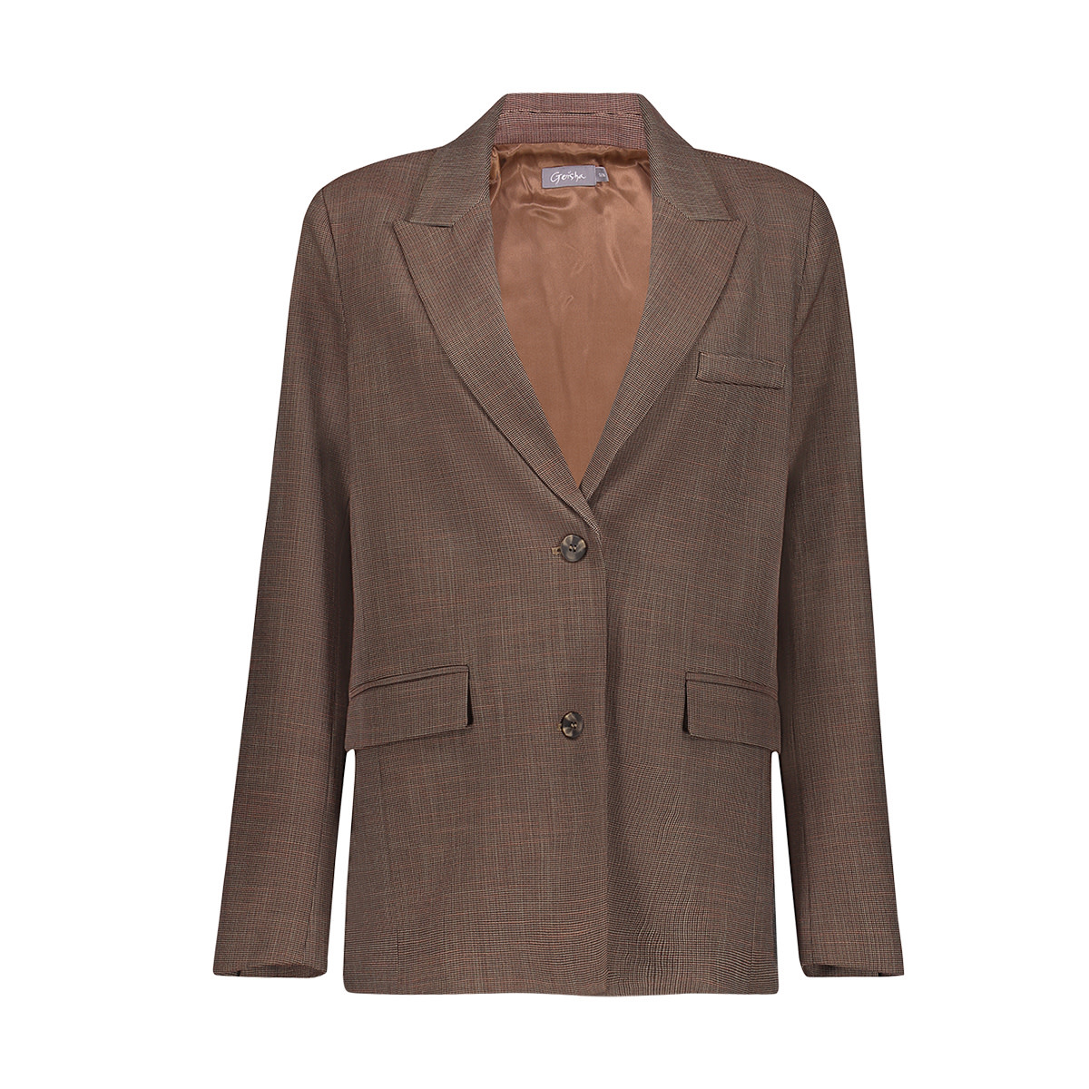 Geisha Blazer met ruit en splitdetail bruin