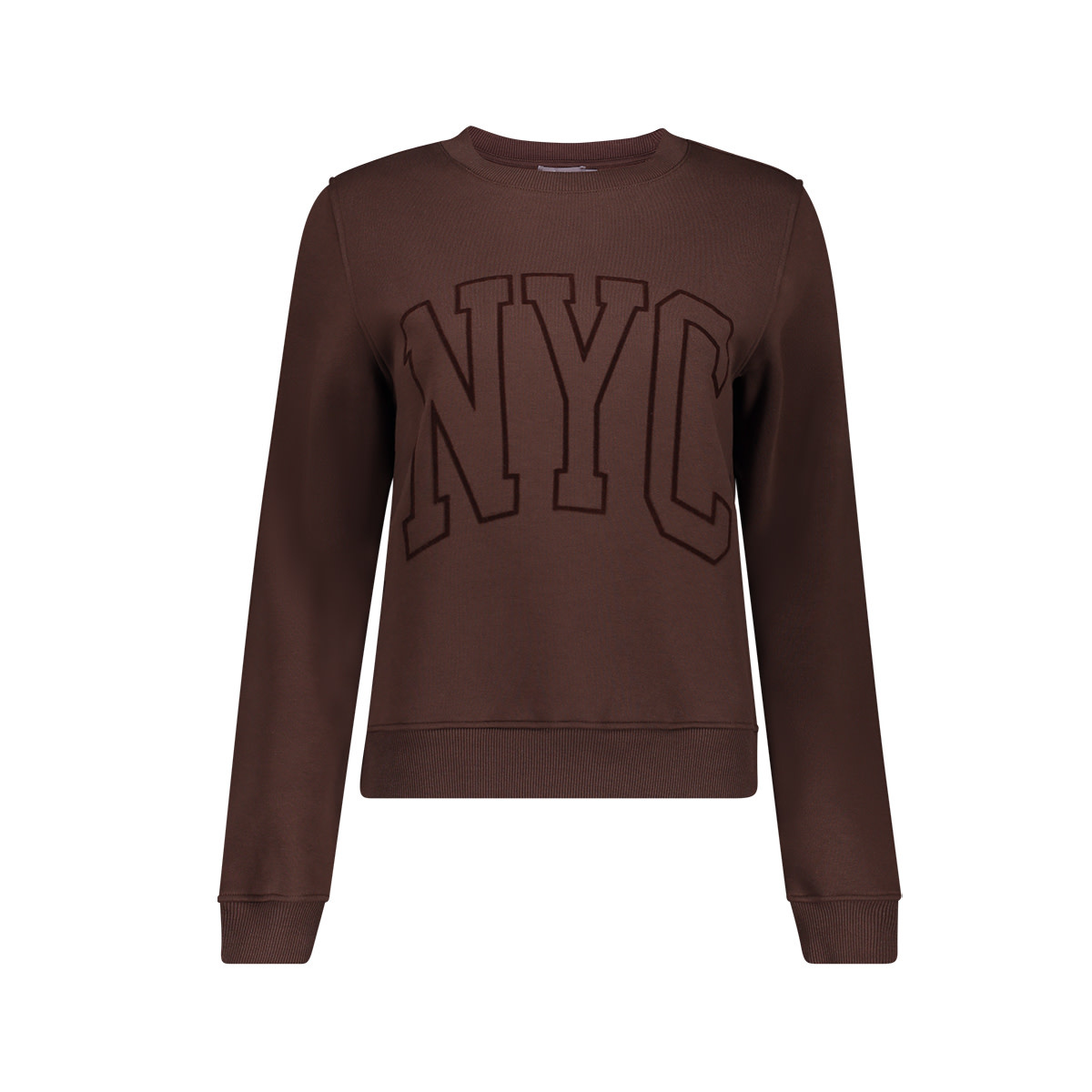 Geisha Sweater met NYC print donkerbruin