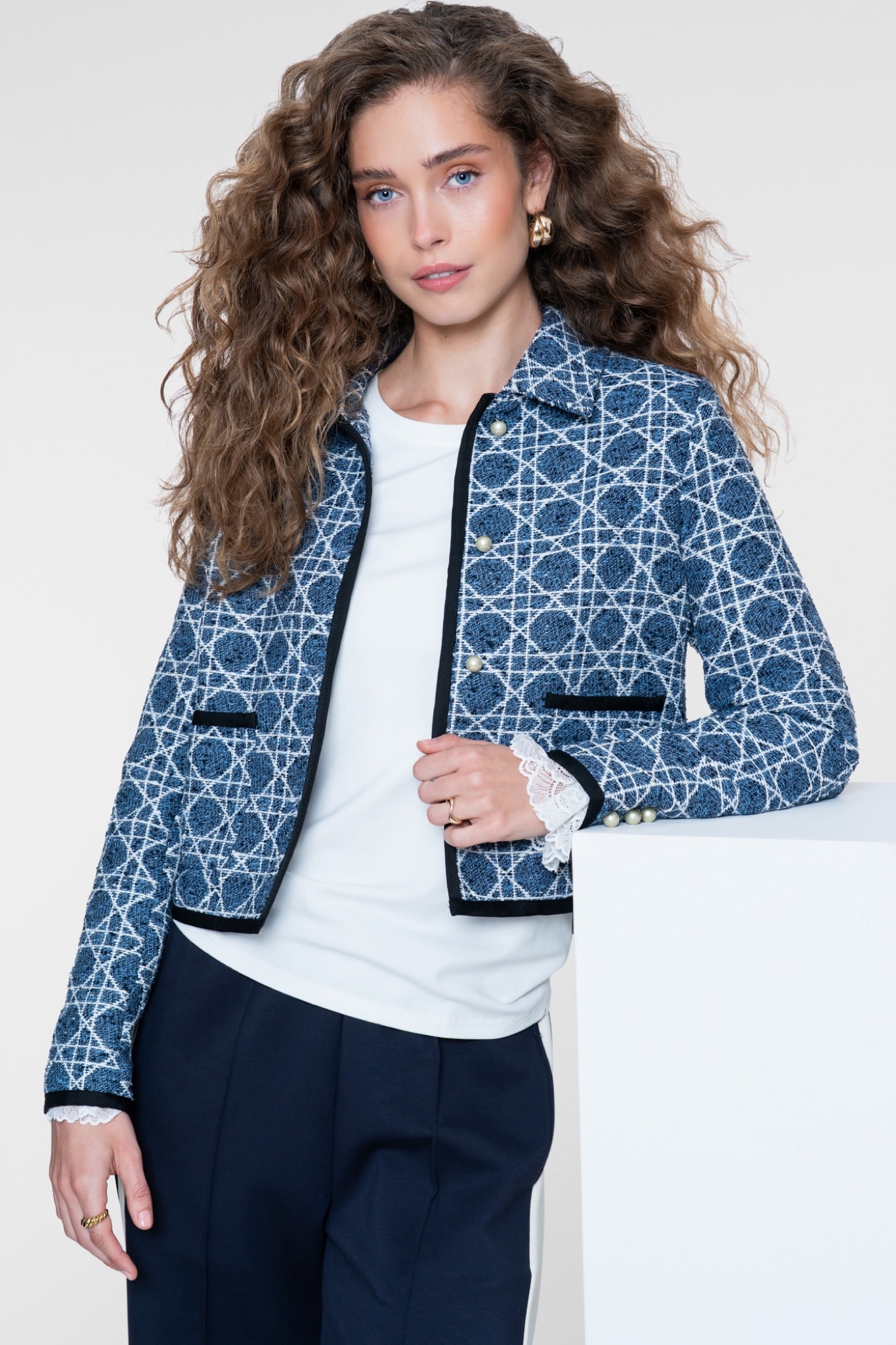 Geisha Tweed jasje indigo/navy