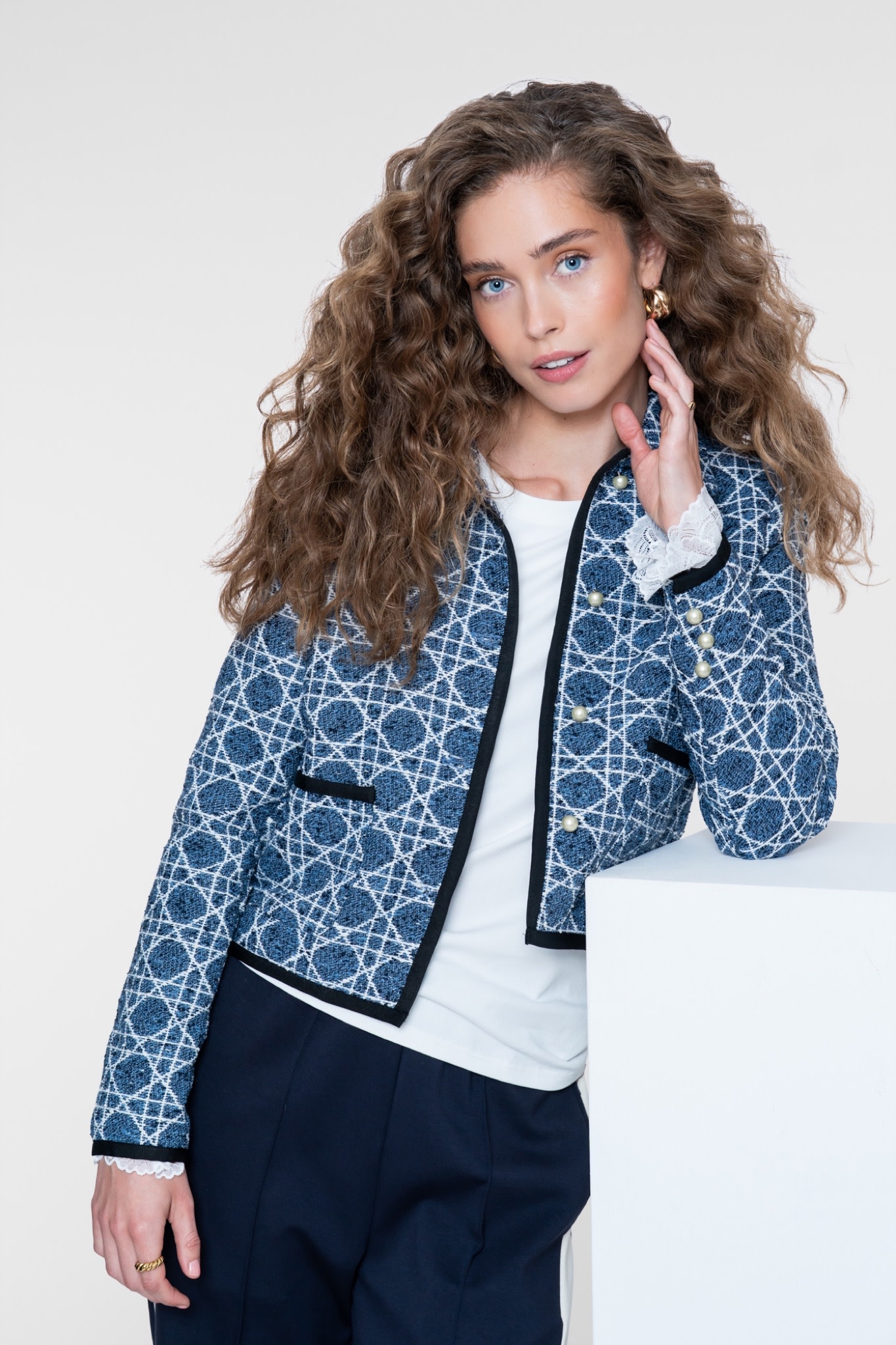 Geisha Tweed jasje indigo/navy