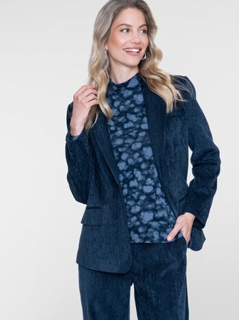 Geisha Blazer met fluweelachtige structuur indigo