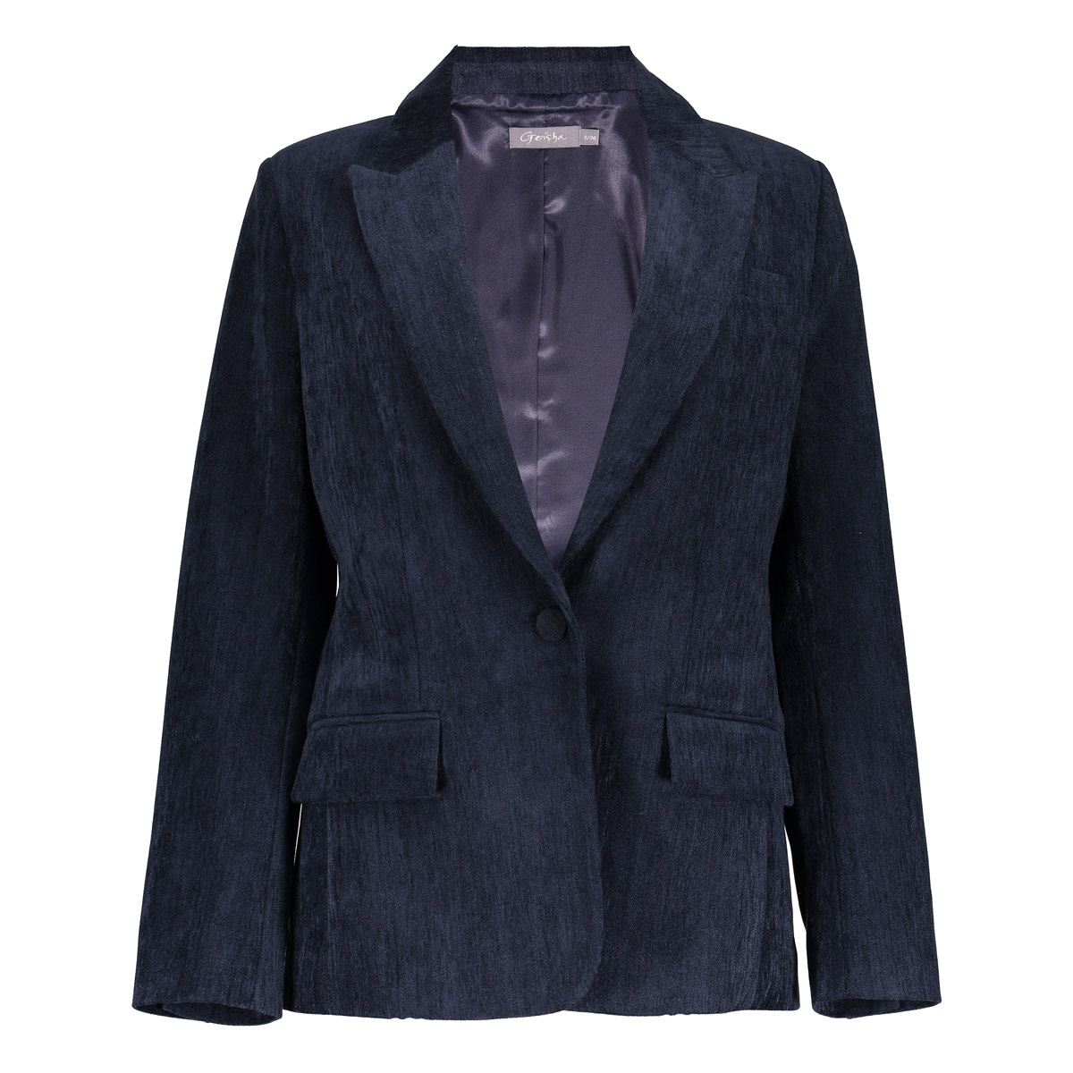 Geisha Blazer met fluweelachtige structuur indigo
