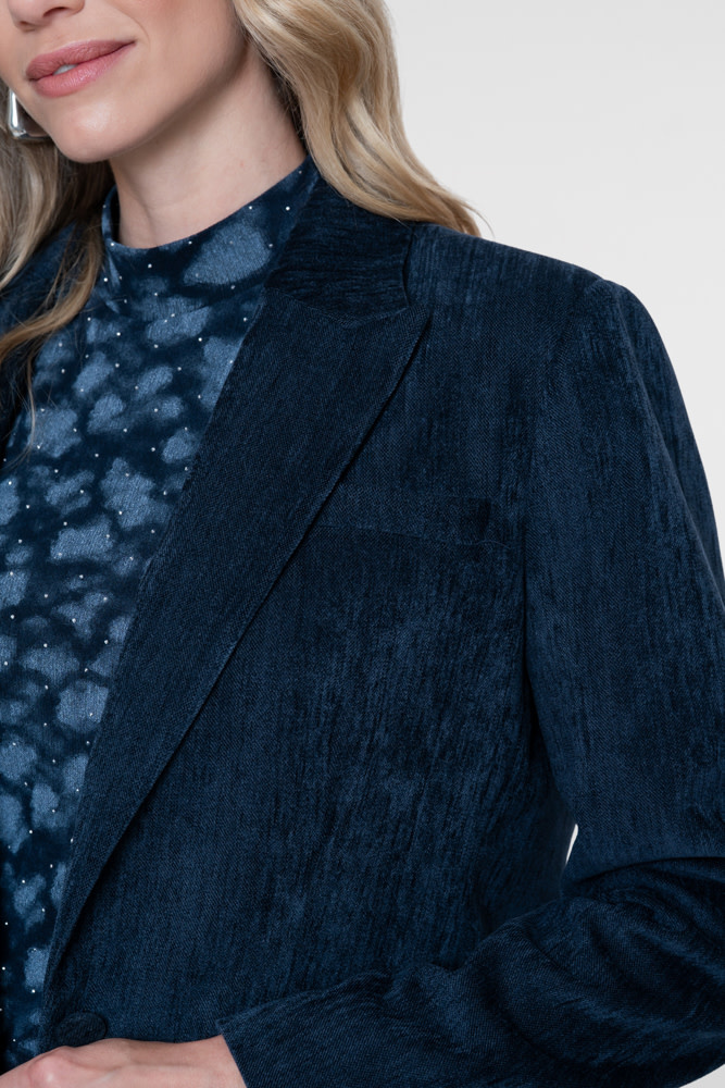 Geisha Blazer met fluweelachtige structuur indigo