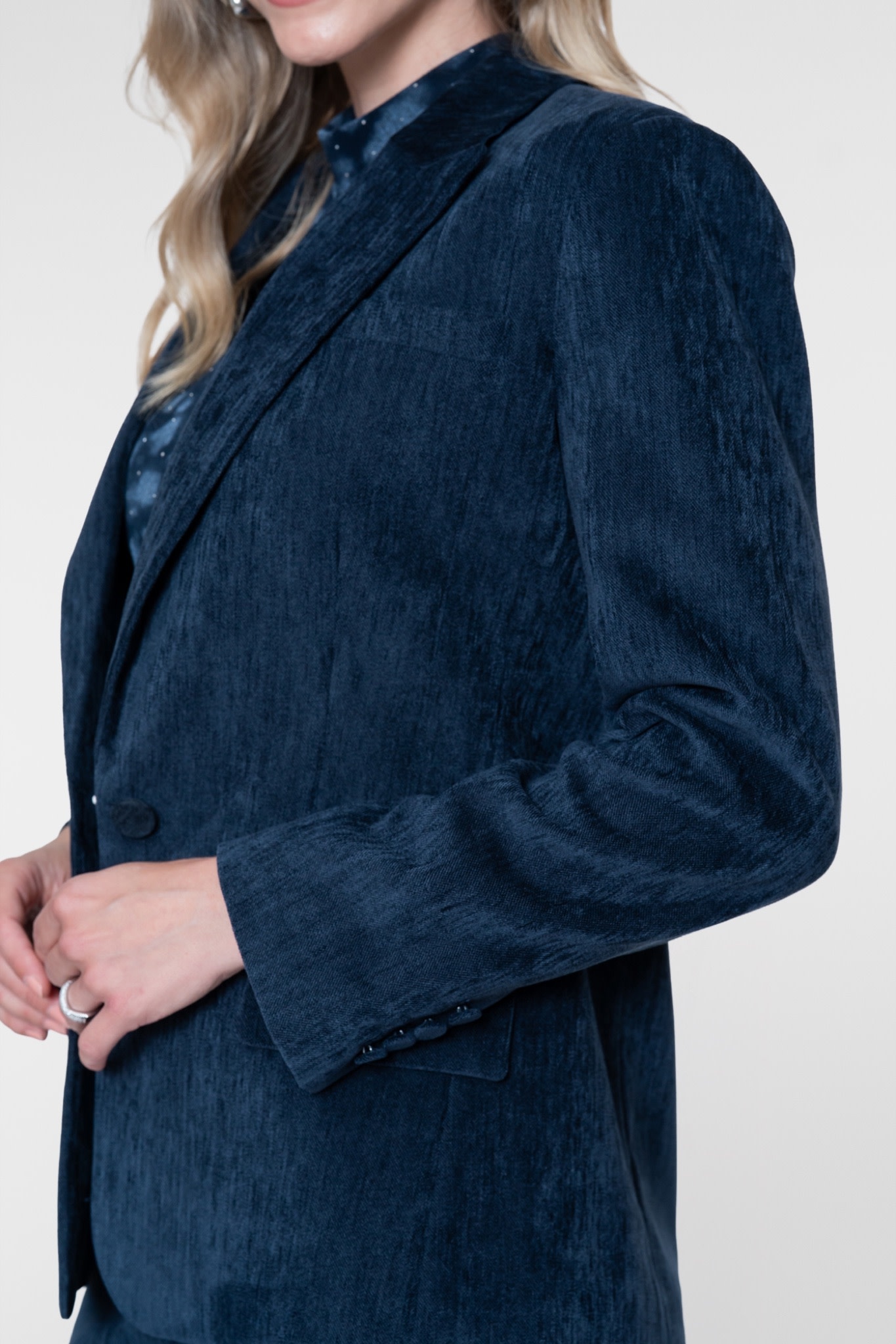 Geisha Blazer met fluweelachtige structuur indigo