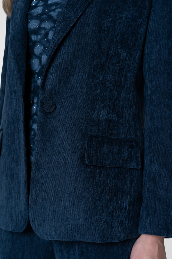 Geisha Blazer met fluweelachtige structuur indigo