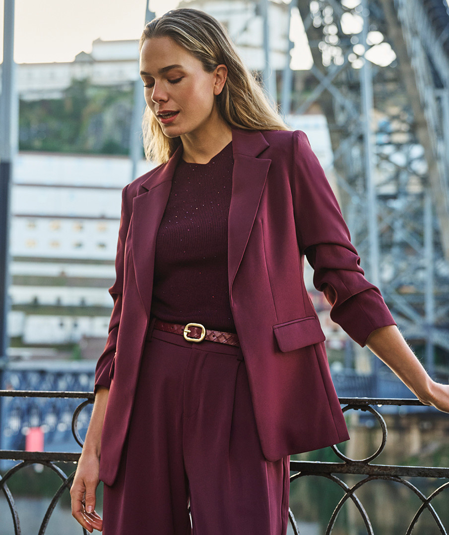 Esqualo Blazer met 3/4 mouw merlot