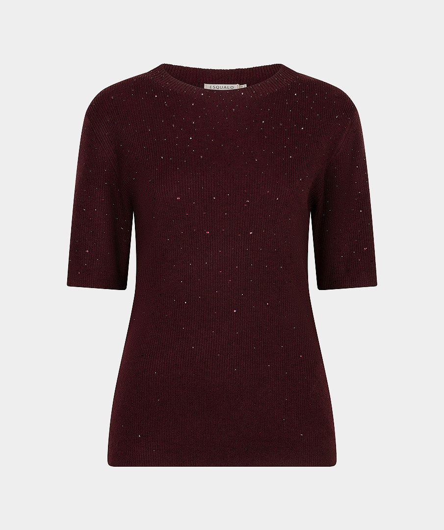 Esqualo Trui met korte mouw en studs merlot