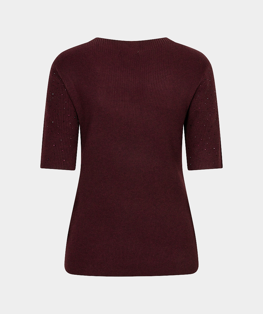 Esqualo Trui met korte mouw en studs merlot