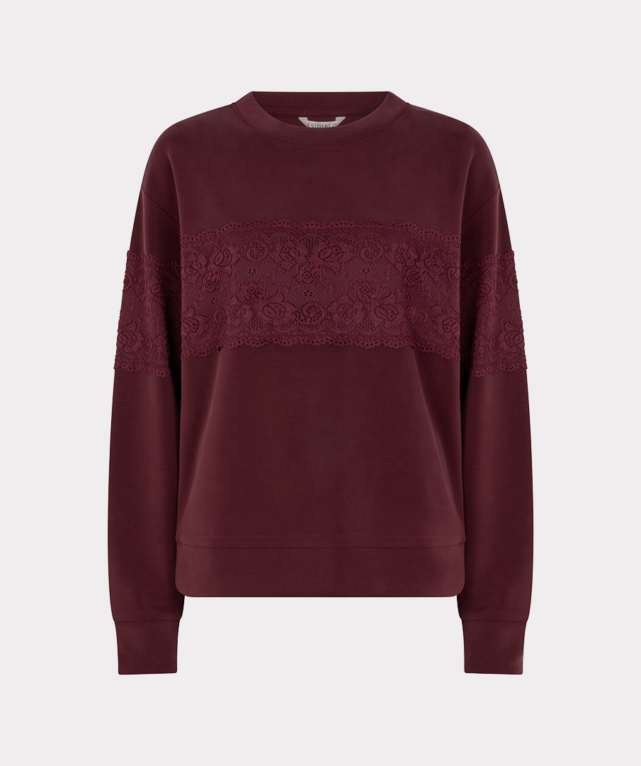 Esqualo Sweater met kant merlot