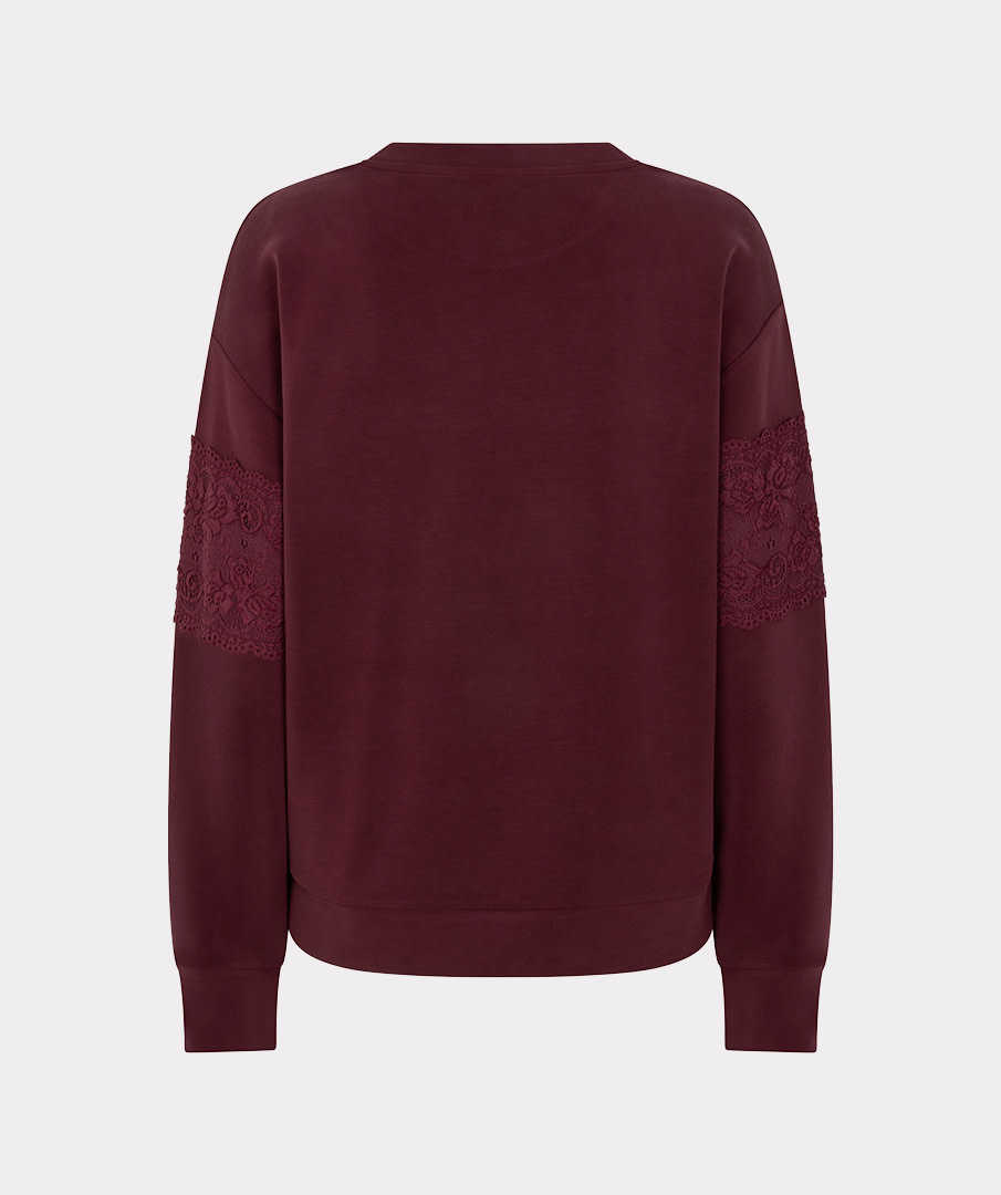 Esqualo Sweater met kant merlot