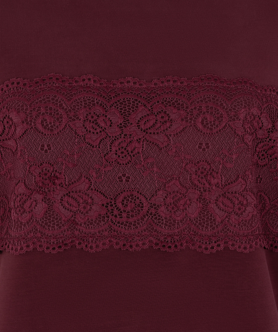 Esqualo Sweater met kant merlot