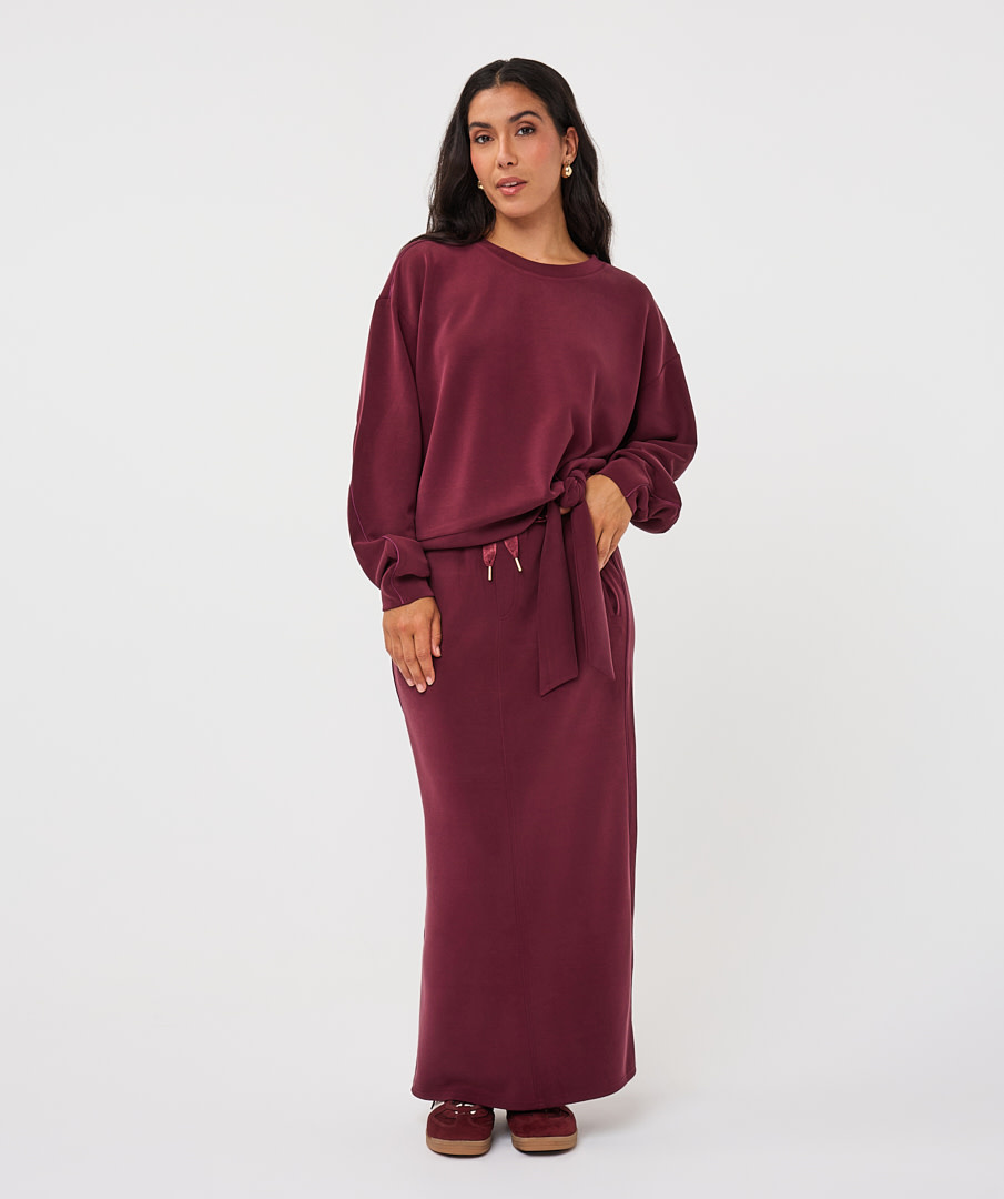 Esqualo Sweater met knoopdetail merlot
