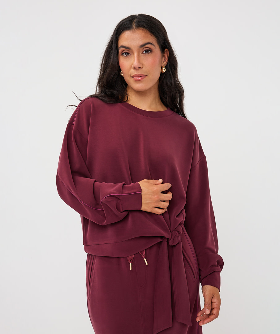 Esqualo Sweater met knoopdetail merlot