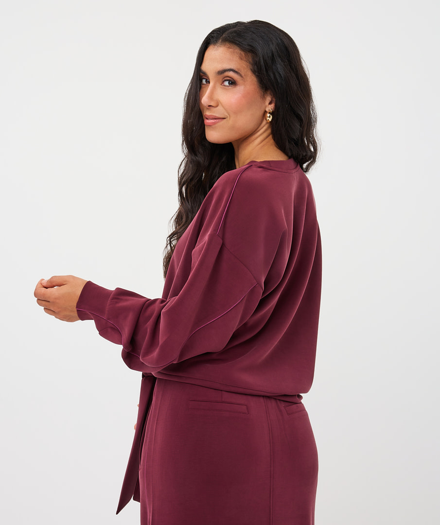 Esqualo Sweater met knoopdetail merlot