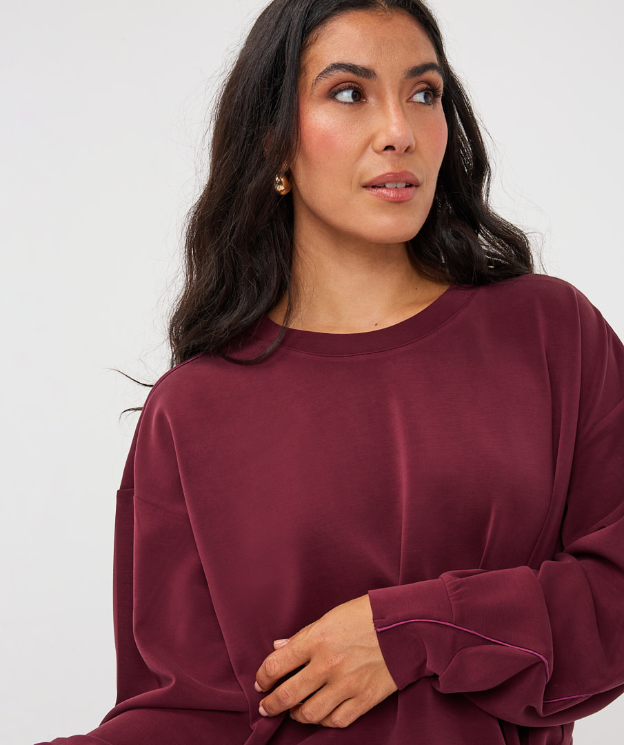 Esqualo Sweater met knoopdetail merlot