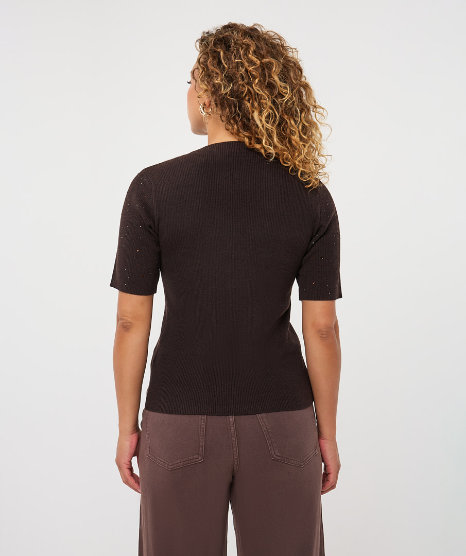 Esqualo Trui met korte mouw en studs cacao